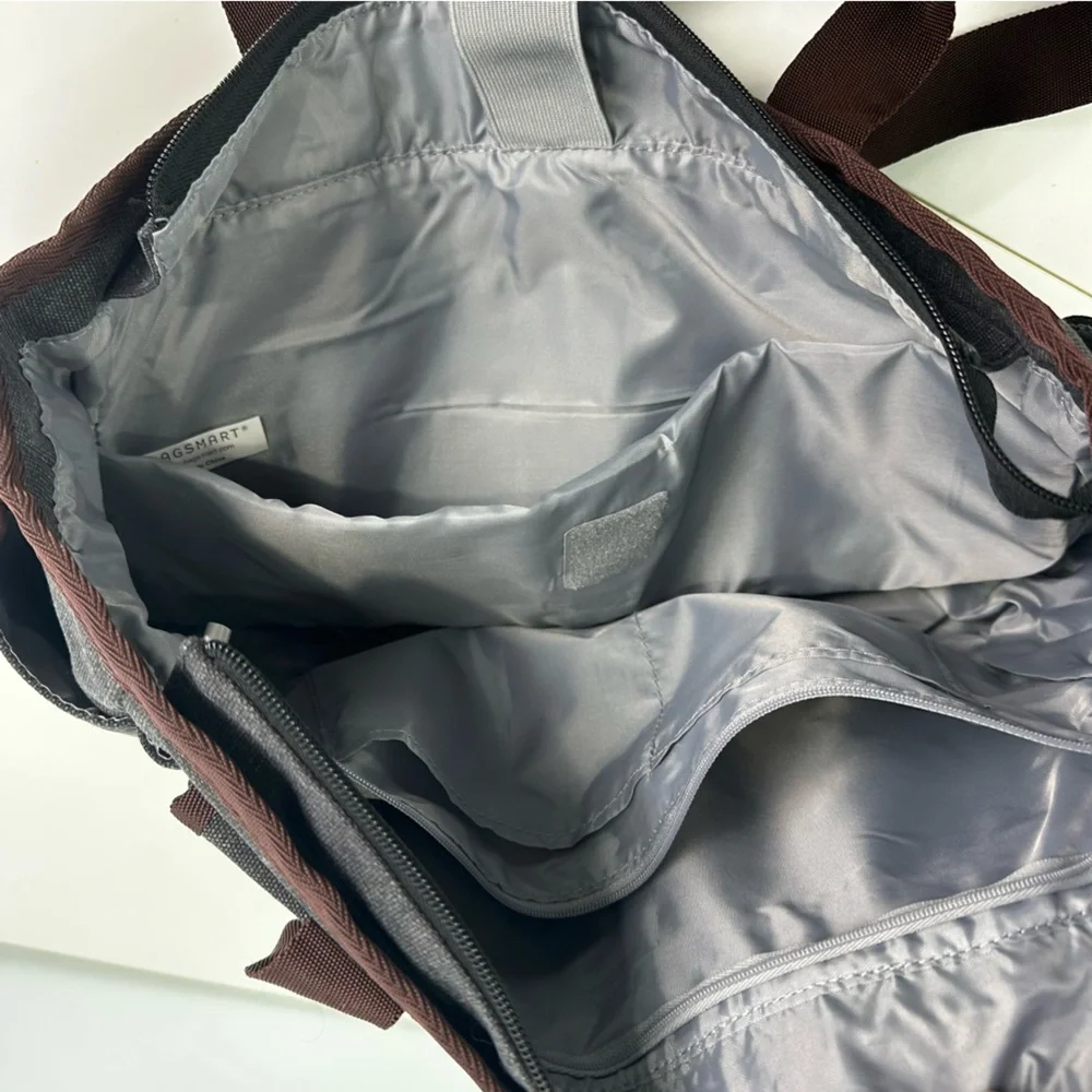 Bagsmart Gray and Brown Canvas Tote Shoulder Strap or Small Handle Laptop Pouch
